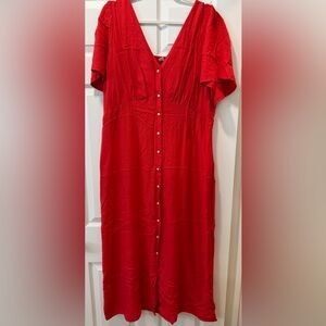 Old Navy Red Button-Front Midi Dress